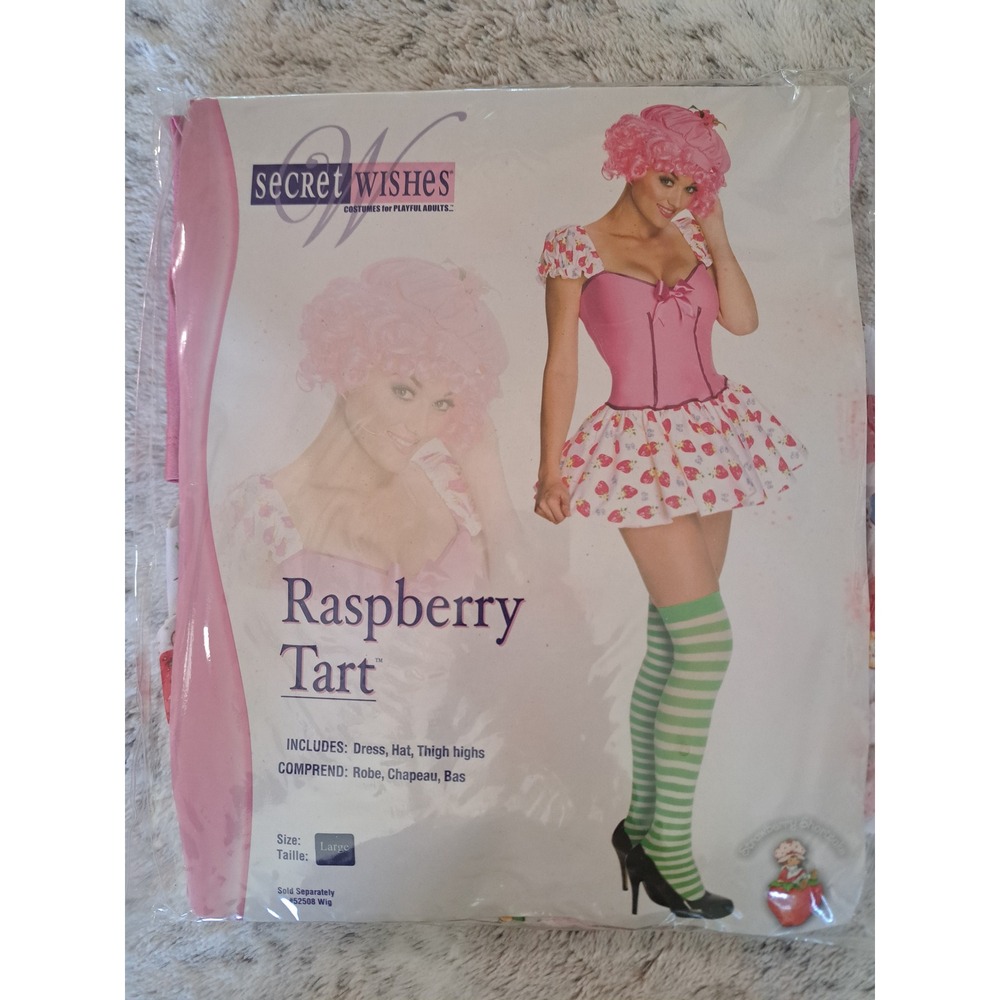 Secret Wishes Raspberry Tart Costume Pink Strawberry Dress Womens Large 10-14